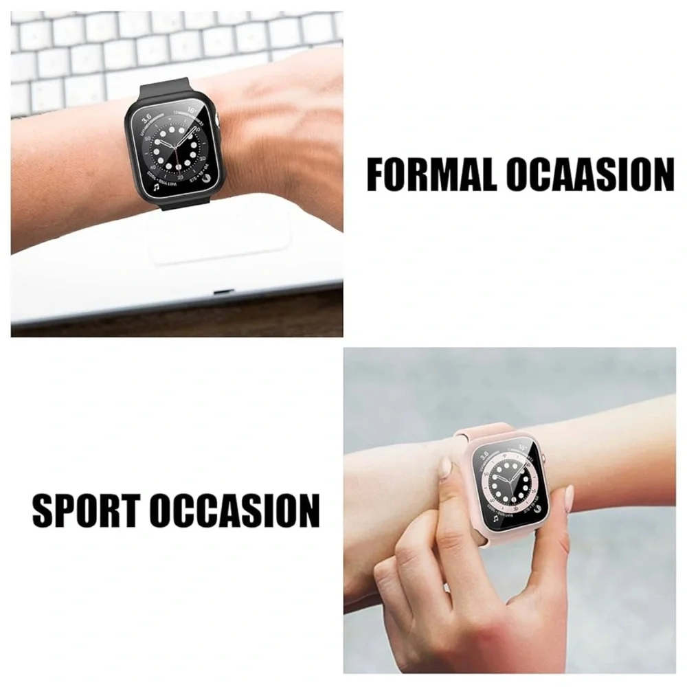 🌸NEW 14 Pack Apple Watch Case with Tempered Glass Screen Protector Series 9/8/7